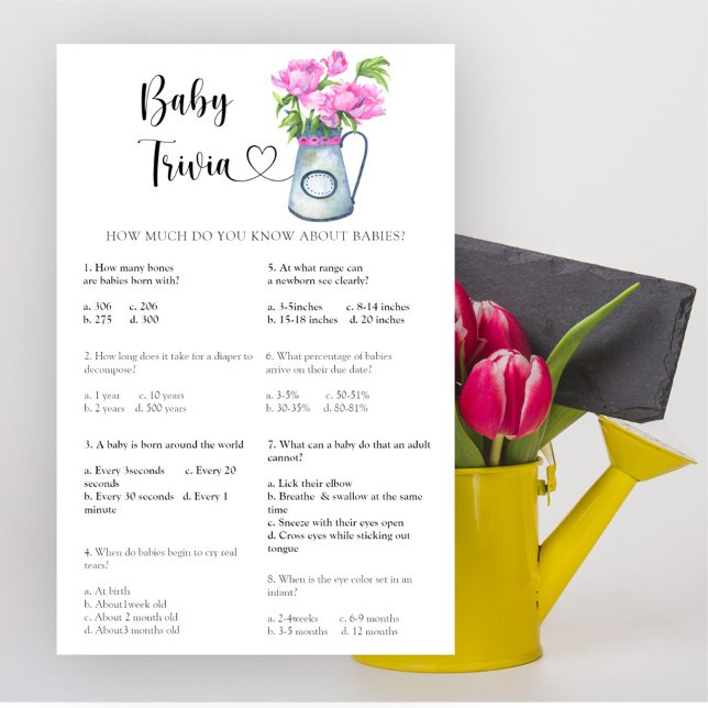 Fleurs baby shower Baby Trivia Jeu (Créateur téléchargé)
