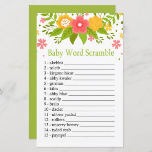 Fleurs Bébé mot scramble jeu