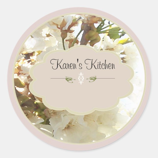 fleurs blanches 2 bocaux d'épices étiquettes (Devant)