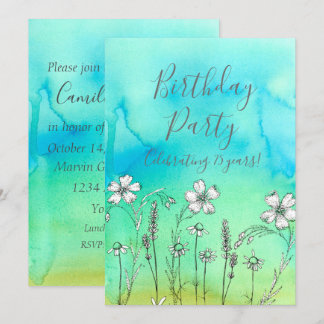 Fleurs blanches 75e anniversaire Invitation