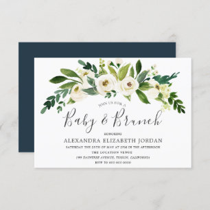 Fleurs blanches Blooming Baby & Brunch Invitation