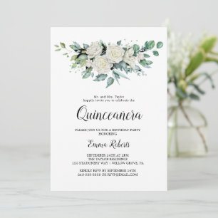 Fleurs blanches classiques Quinceañera Invitation