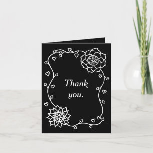 Fleurs blanches Coeurs Black Merci Cartes
