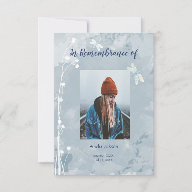 Fleurs blanches de libellules Invitations du servi (Devant)