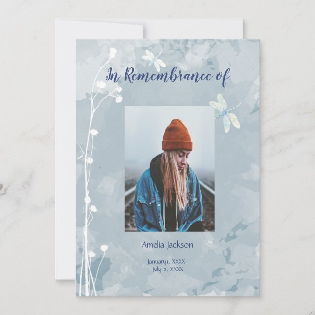 Fleurs blanches de libellules Invitations du servi (Devant)