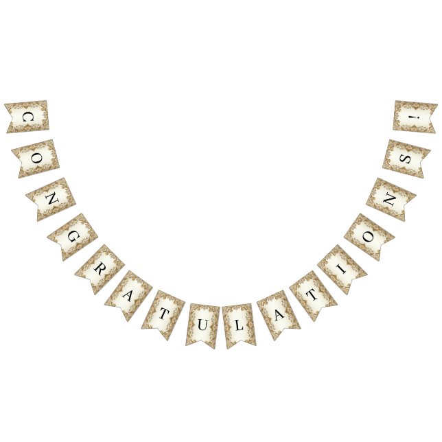 Fleurs blanches Drapeau décoratif de Bunting d'or (Tout)