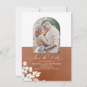 Fleurs blanches en terre cuite Boho Save the Date 