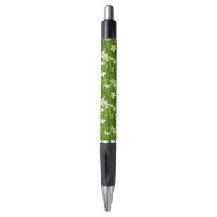 Fleurs blanches et feuilles de plante Stylo à encr