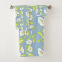 Fleurs blanches et jaunes motif sur gris