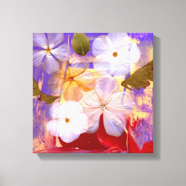 Fleurs blanches et lavande - Art print sur toile (Recto)