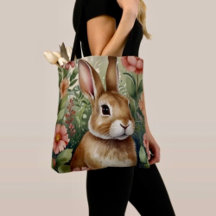 Fleurs blanches et Sac fourre-tout Bunny Dreams
