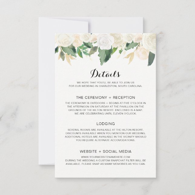 Fleurs blanches faire-part de mariage - Fiche de d (Devant)