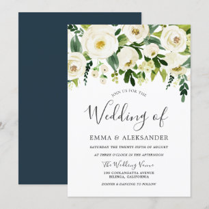 Fleurs blanches Faire-part de mariage moderne