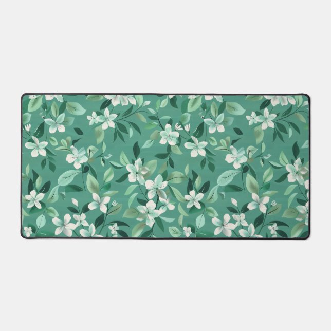 Fleurs blanches fantaisistes sur Turquoise (Recto)
