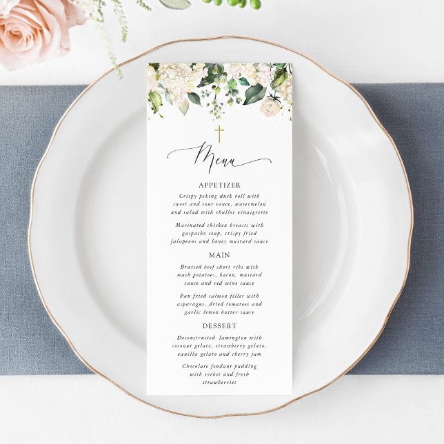 Fleurs blanches, Fleurs crème, Bohème, Menu baptêm (Créateur téléchargé)