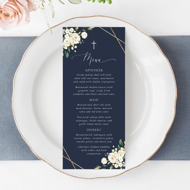 Fleurs blanches, Fleurs crème, Bohème, Menu baptêm (Créateur téléchargé)