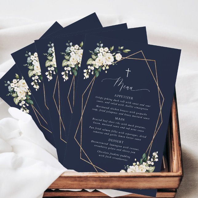 Fleurs blanches, fleurs crème, Bohème, Menu baptêm (Créateur téléchargé)