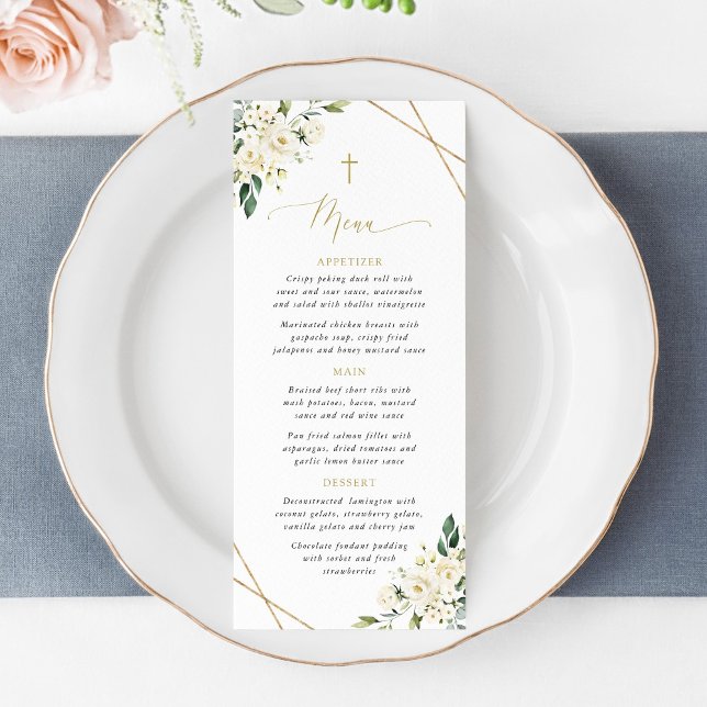 Fleurs blanches, Fleurs crème, Bohème, Menu baptêm (Créateur téléchargé)