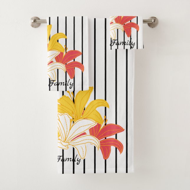 Fleurs blanches jaunes orange sur bande blanche no (En situation)