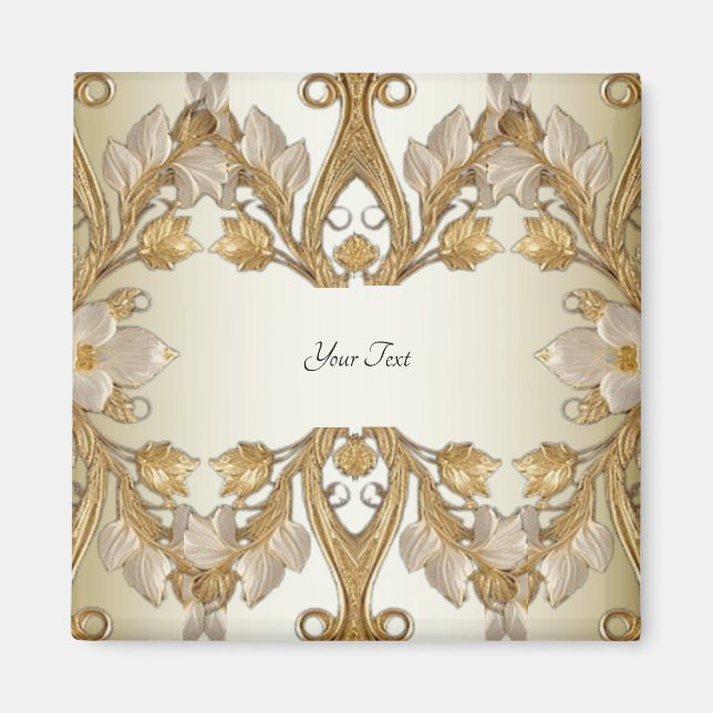 Fleurs blanches Magnet décoratif or (Devant)