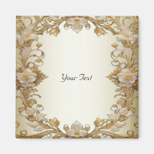 Fleurs blanches Magnet décoratif or