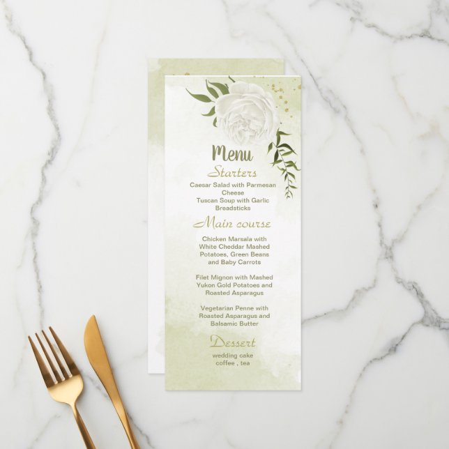 fleurs blanches menu mariage (Devant/Arrière en situation)