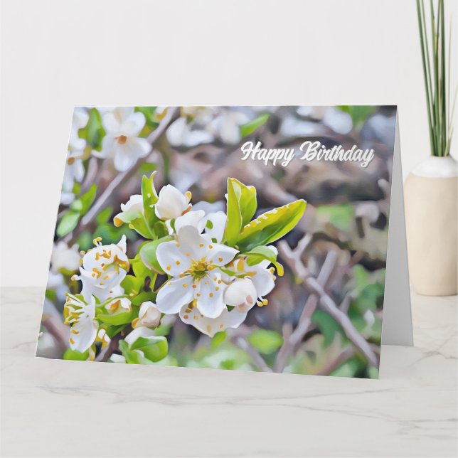 Fleurs blanches minuscules - Carte Anniversaire (Devant)