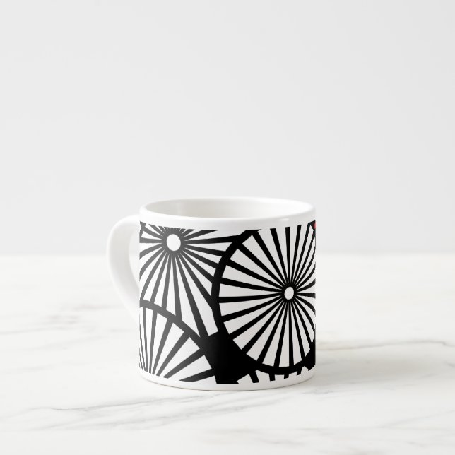 Fleurs blanches noires rétro Espresso Mug (Devant gauche)