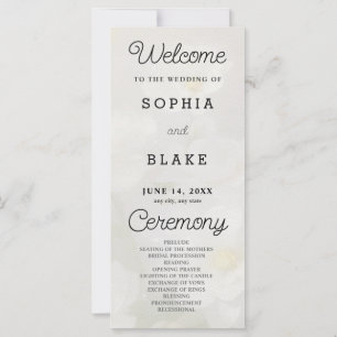 Fleurs Blanches Programme de Mariage Jaune Pâle