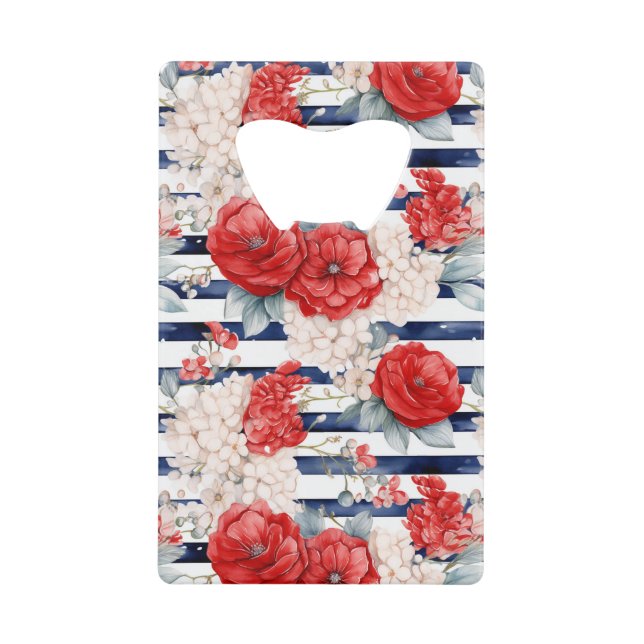 Fleurs blanches rouges rayures bleues (Devant)
