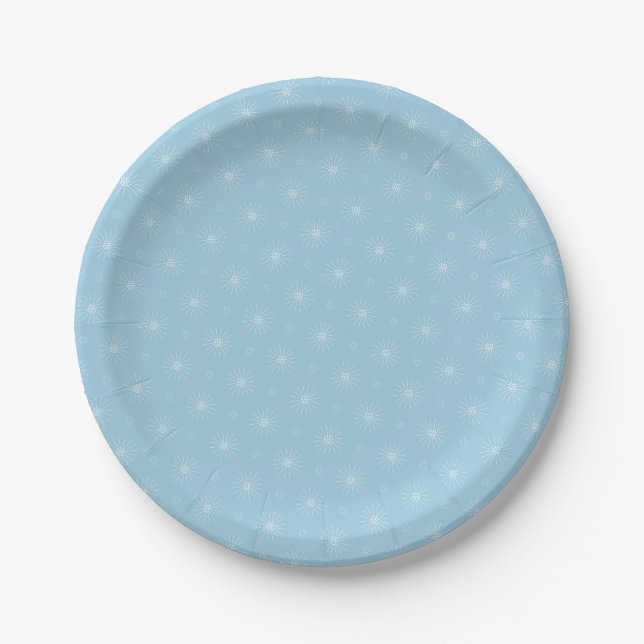 Fleurs blanches sur assiette bleu clair (Devant)