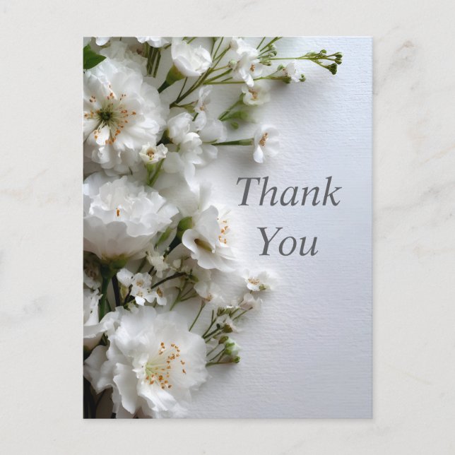 Fleurs blanches sur Cartes de remerciements en pap (Devant)