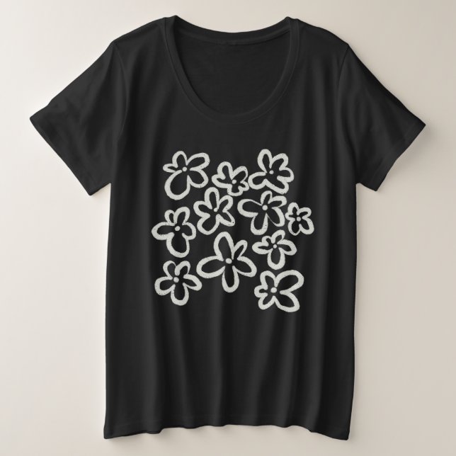 Fleurs blanches sur fond noir (Design devant)