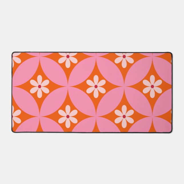 Fleurs blanches sur motif de cercles roses du mili (Recto)