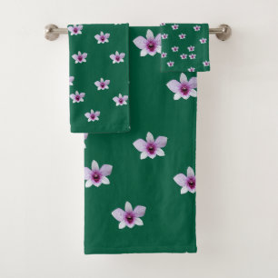Fleurs Blanches Vert Foncé