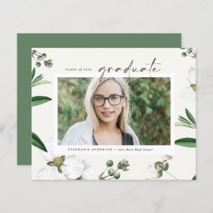 Fleurs blanches vintages Invitation de diplôme