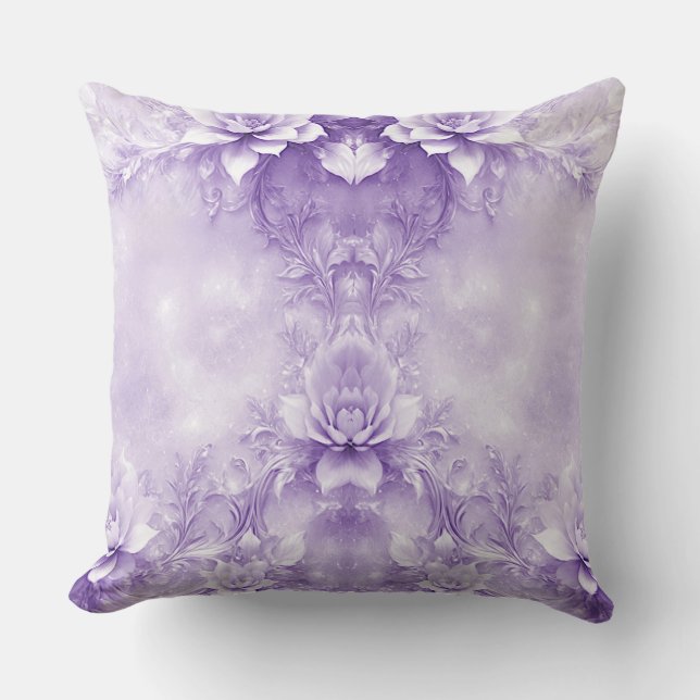 Fleurs blanches violettes Lancer Oreiller (Recto)