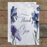 Fleurs bleu Iris Bleu Carte de remerciements moder