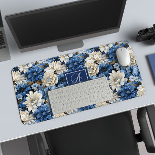 Fleurs Bleu Marine Sophistiquées Bureau Personnali