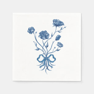Fleurs Bleues Avec Serviettes En Papier Bow