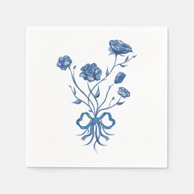 Fleurs Bleues Avec Serviettes En Papier Bow (Devant)