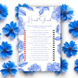Fleurs bleues Baby shower Il a dit ou elle a dit