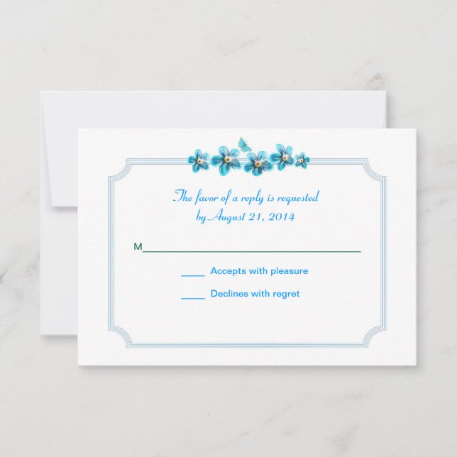 fleurs bleues beau mariage RSVP (Devant)