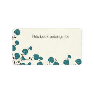 Fleurs Bleues "Ce Livre Appartient" Étiquette