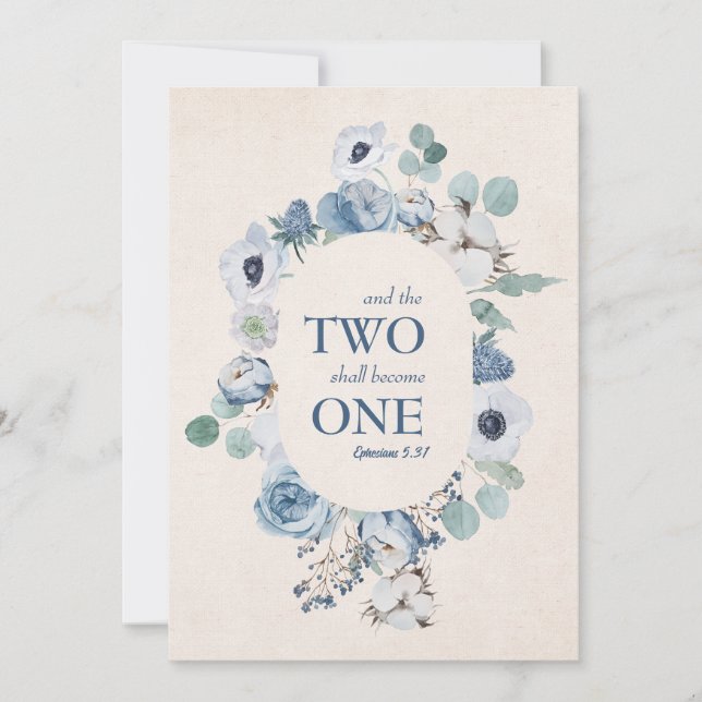 Fleurs Bleues Deux deviennent un Faire-part de mar (Devant)