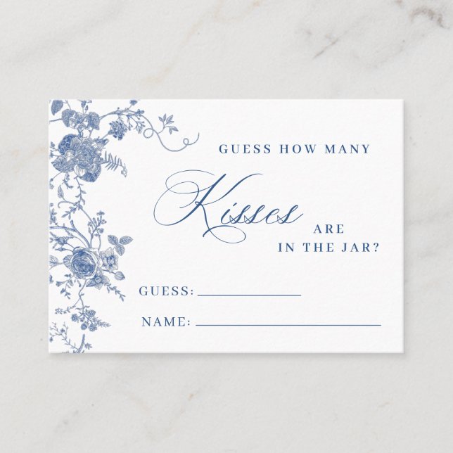 Fleurs Bleues Élégantes Devinez Combien De Carte D (Devant)