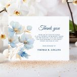 Fleurs Bleues Élégantes Merci Les Cartes Après Les<br><div class="desc">Elégant personnalisation pré-imprimé funérailles florales, mémorial & deuil merci carte photo. Facile à ajouter photo / photo de votre être aimé. Fleur fleur sauvage d'or bleu. Le dos de la carte a de la place pour ajouter la photo et la date. Etiquette : Donnez-les pendant ou envoyez-les après les funérailles...</div>