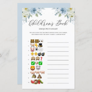 Fleurs Bleues Enfants Livre Emoji Baby shower Jeu
