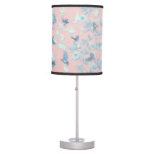 fleurs bleues et oiseau, couleur rose clair Arrièr