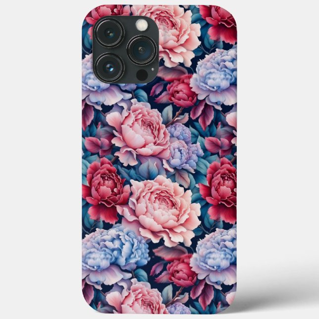 Fleurs bleues et roses iPhone / coque ipad (Verso)